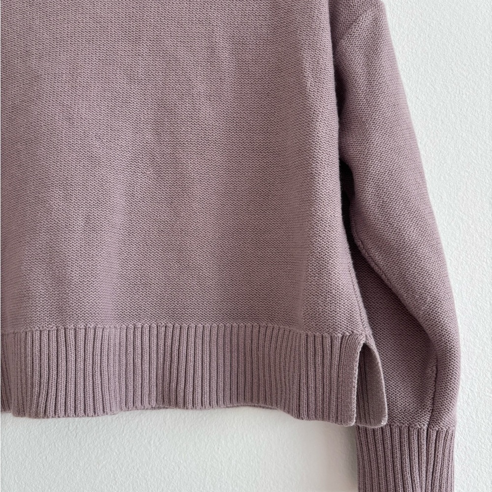 Quince 100% Organic Cotton Cropped Cardigan / Lilac Button-Up Women's Cardigan - Picture 8 of 10
